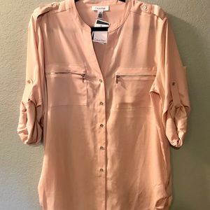 Calvin Klein blush button down blouse